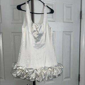 White Satin Ruffle Dress